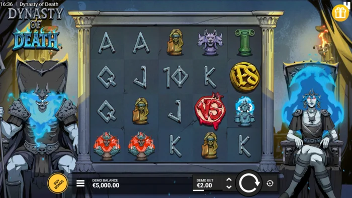 Dynasty of Death - screen ng laro na may mga reels